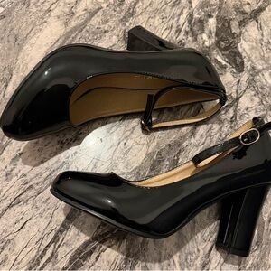 Buckle Elegant Black Patent Heels